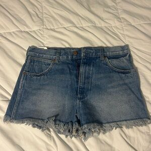 Wrangler Blue Jean Shorts with Frayed Hem